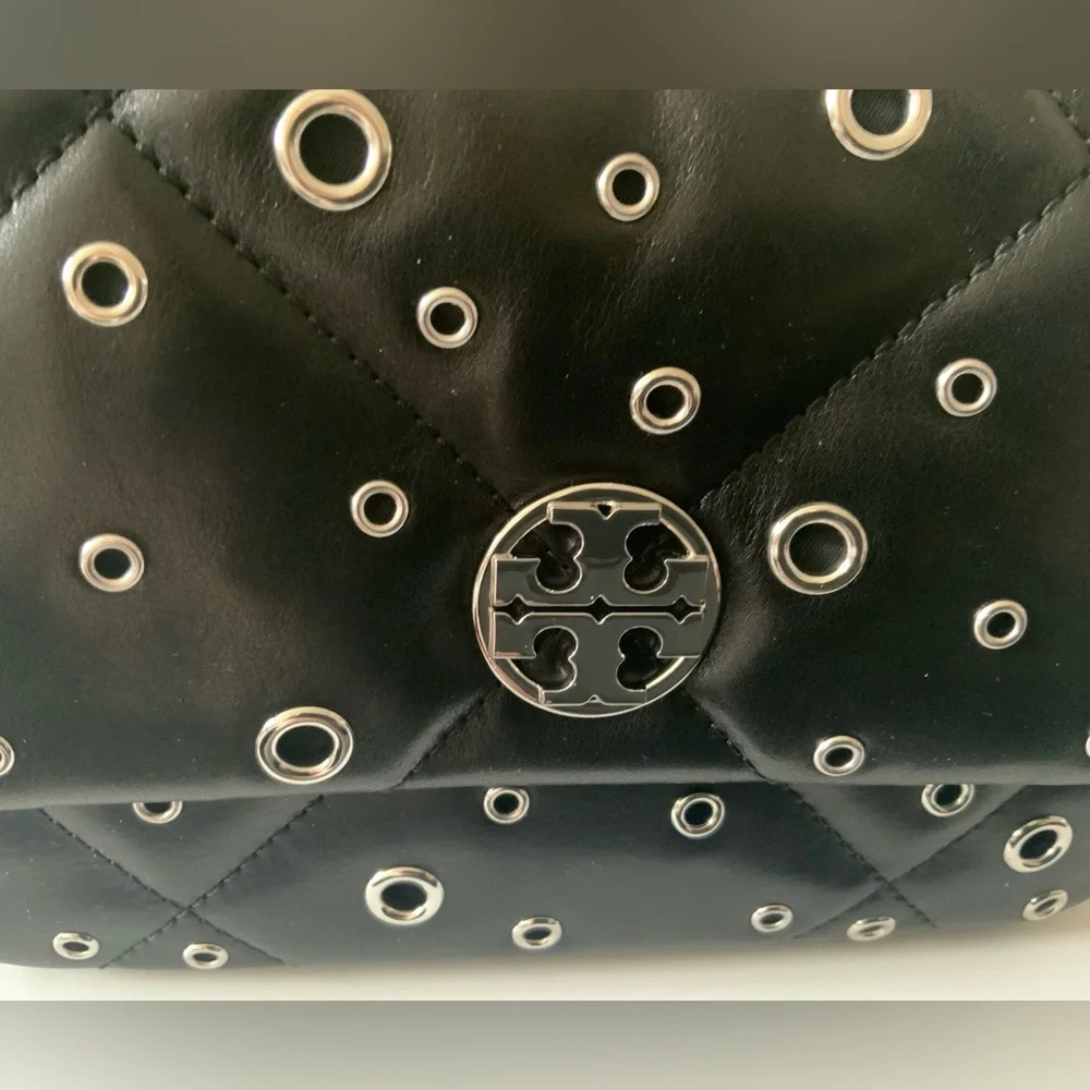 NWT TORY BURCH WILLA LEATHER GROMMETS SHOULDER CROSSBODY BAG - Picture 9 of 12